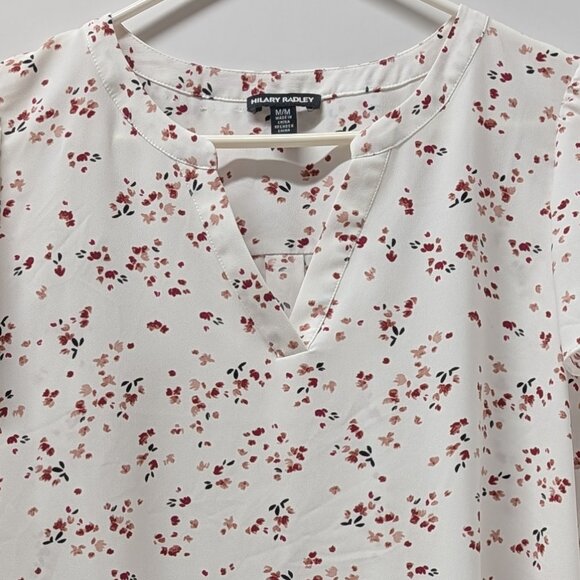 Hilary Radley Split Neck Abstract Floral Print Blouse - Picture 7 of 11